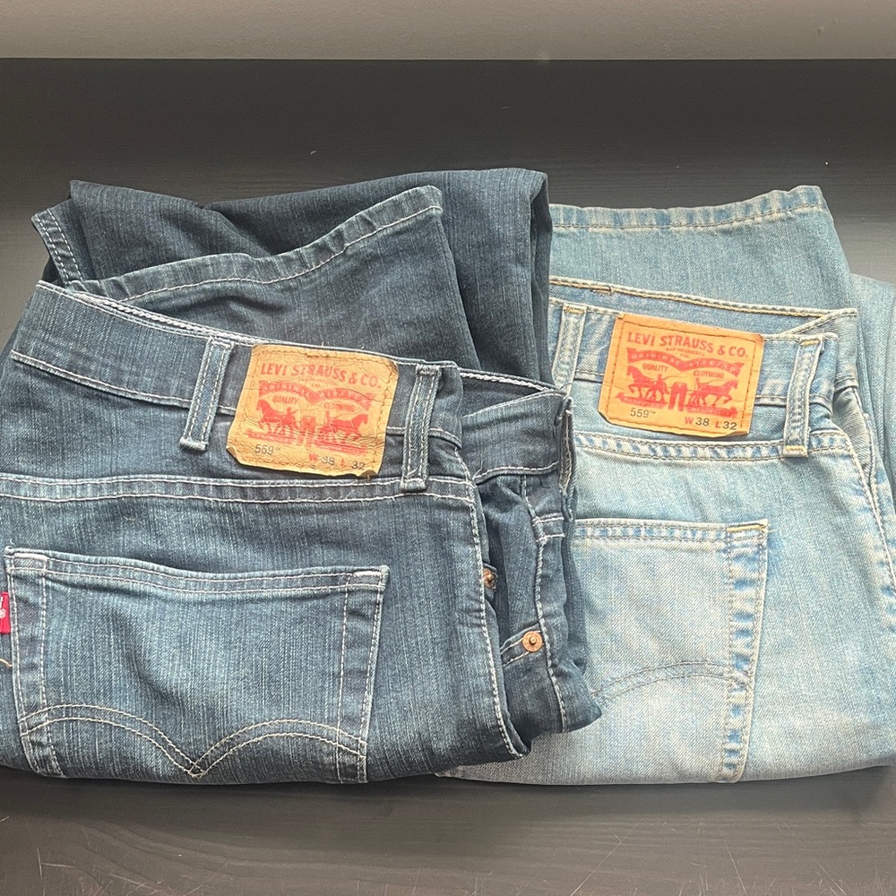 Levi's Dark Blue and Light Blue Denim Jeans